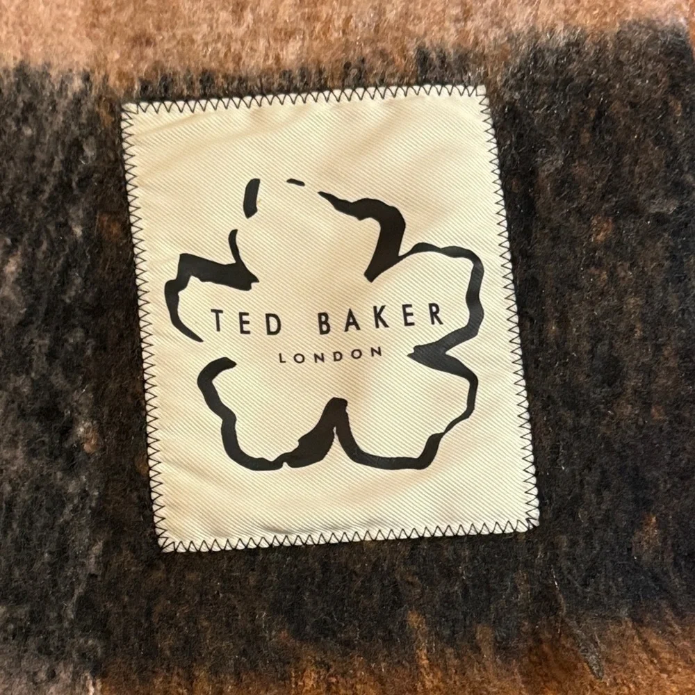 NEW Ted Baker Plaid Scarf in Black, Brown, and Pink